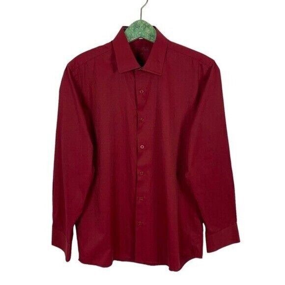 Vitarelli Italy Slim Fit Red Button Down Shirt 15.5 32/33 Classic Dress Shirt - Picture 2 of 6